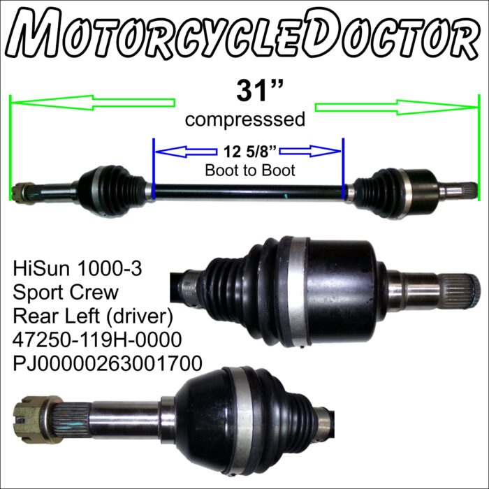 CV Axle Rear Left 1000-3 SPORT Crew 119H