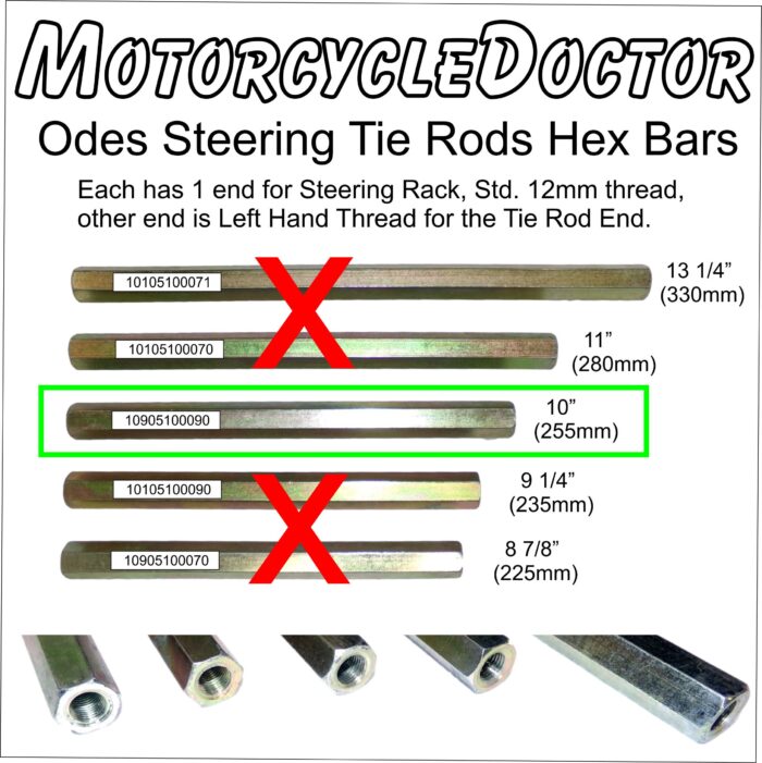 ODES Tie Rod Steering Rack Rod 10 inch